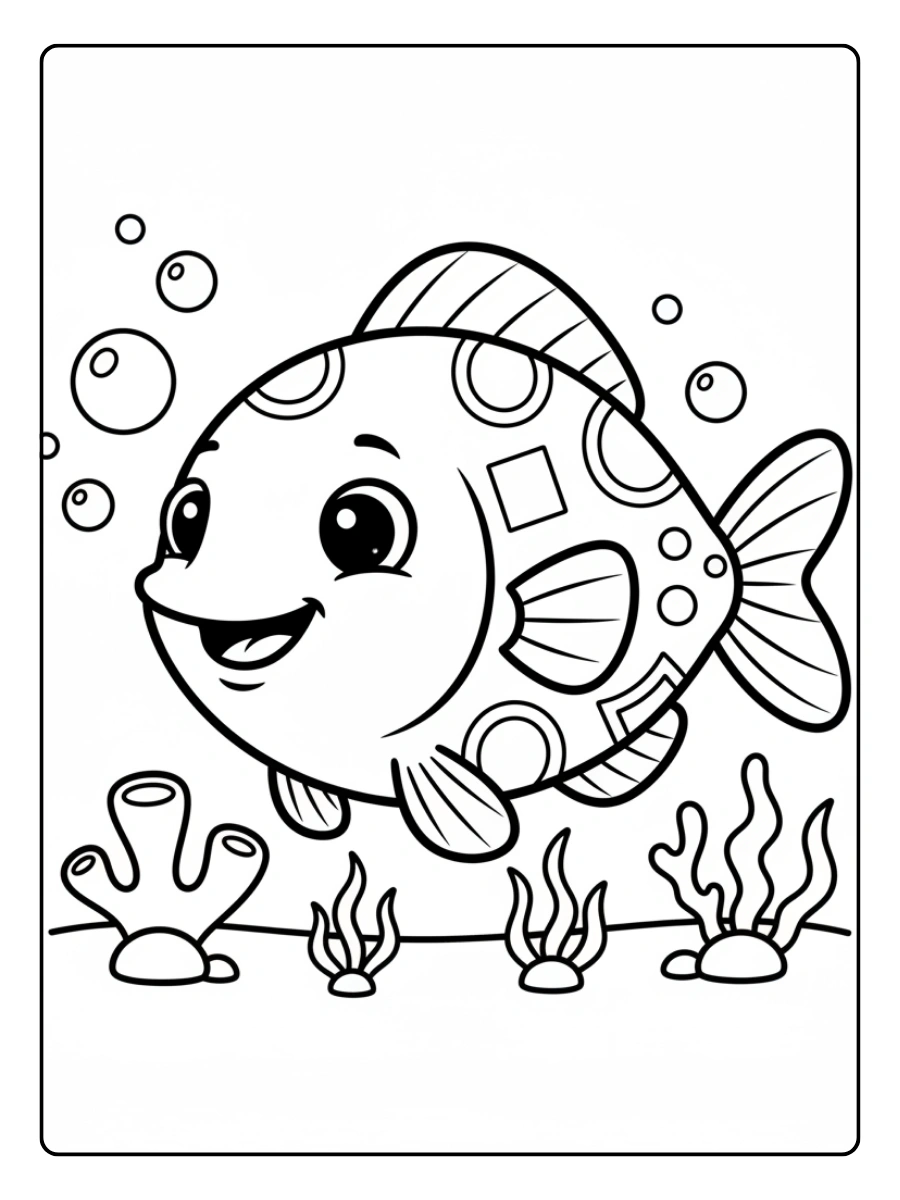 Disegni da colorare pesce per bambini 3–5 anni