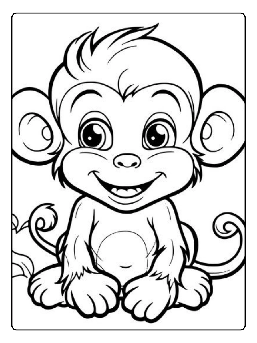 Disegni da colorare scimmia bianco e nero