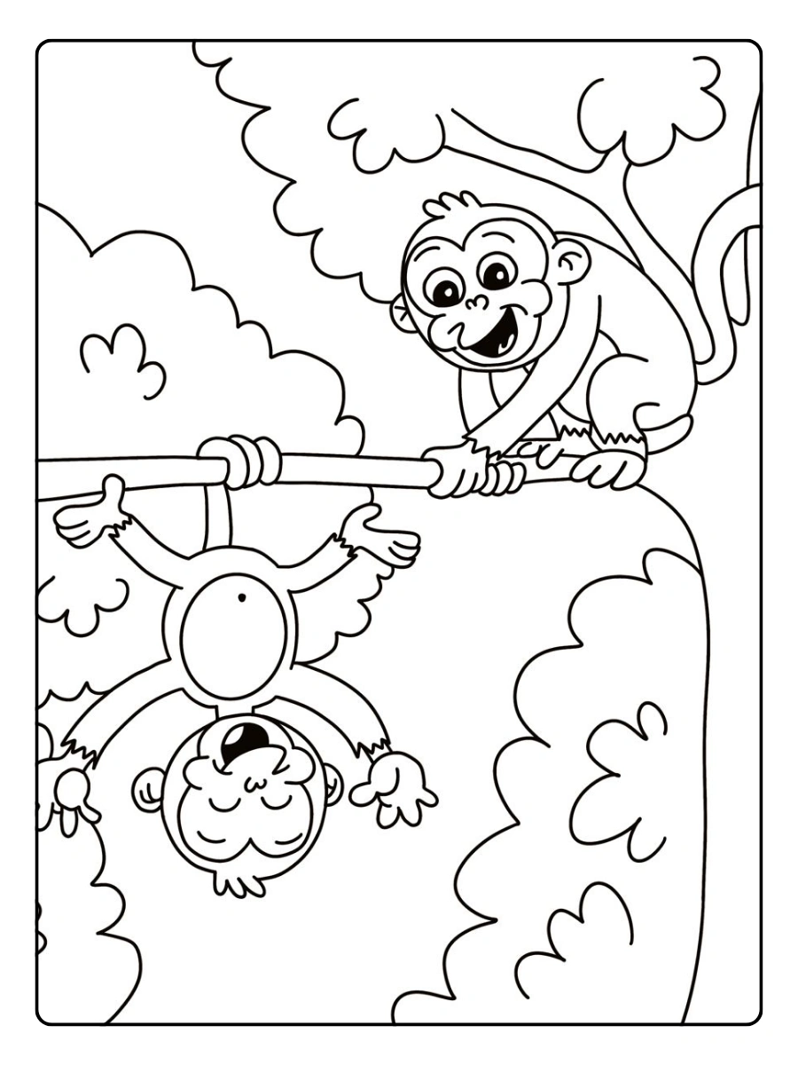 Disegni da colorare scimmia felice