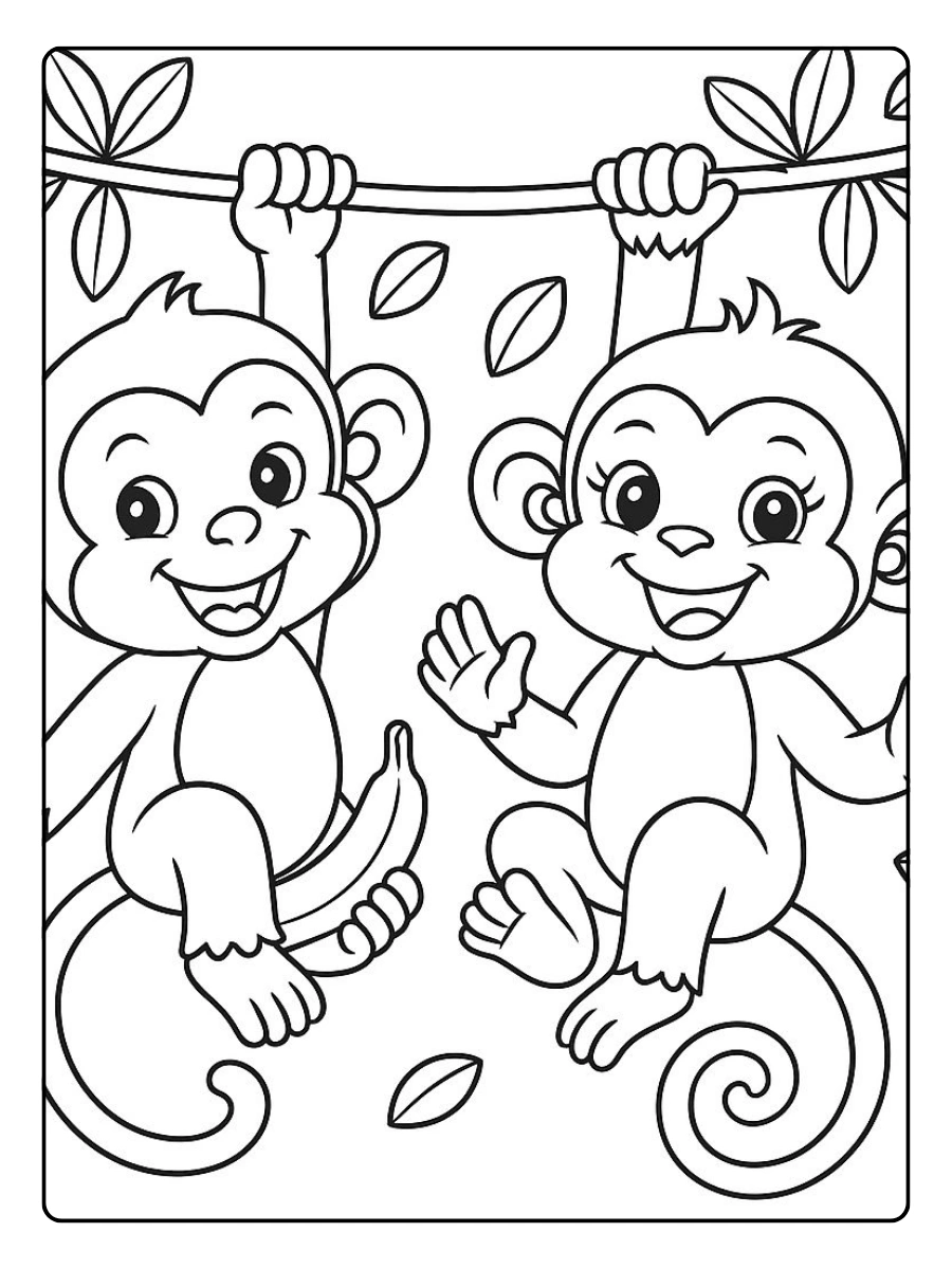 Disegni da colorare scimmia kawaii