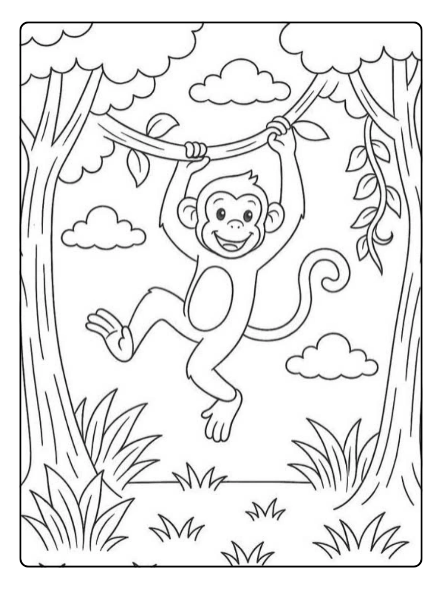 Disegni da colorare scimmia per bambini