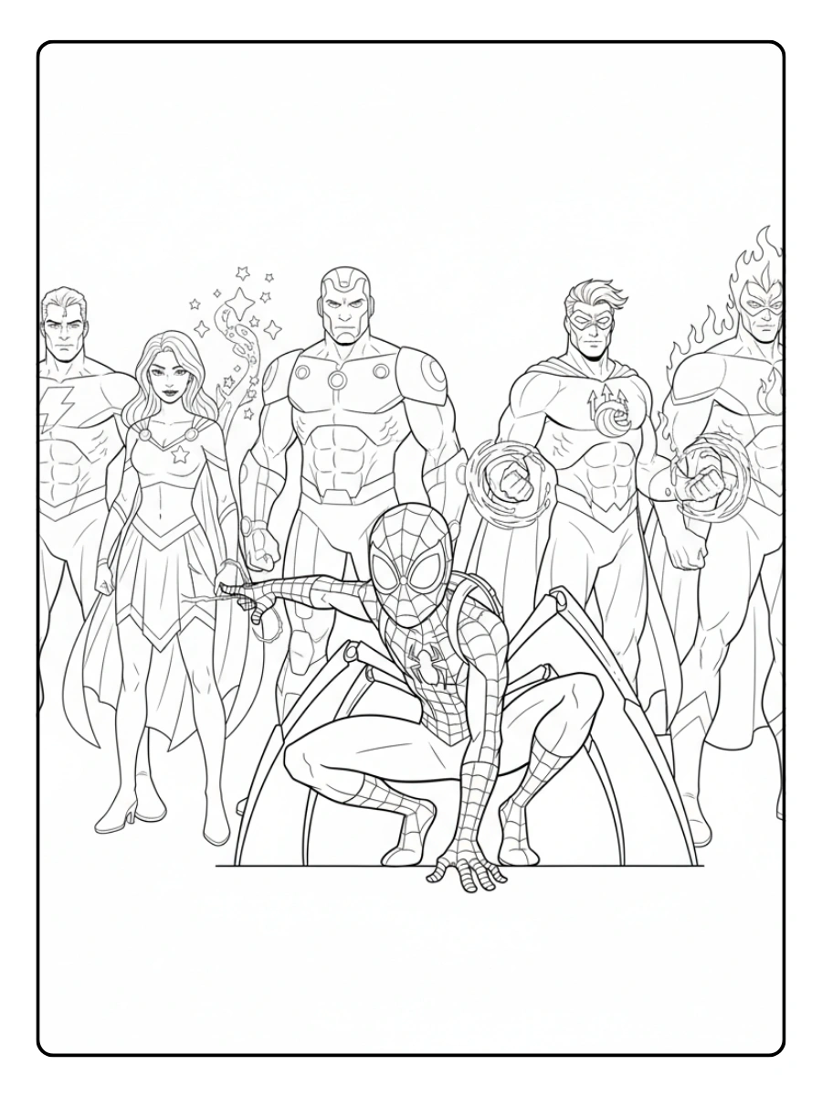 Disegni da colorare squadra supereroi