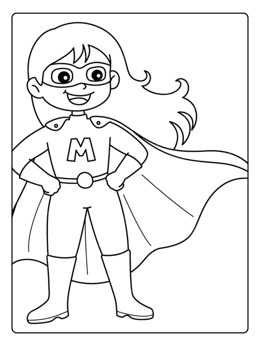 Disegni da colorare supereroina con mantello