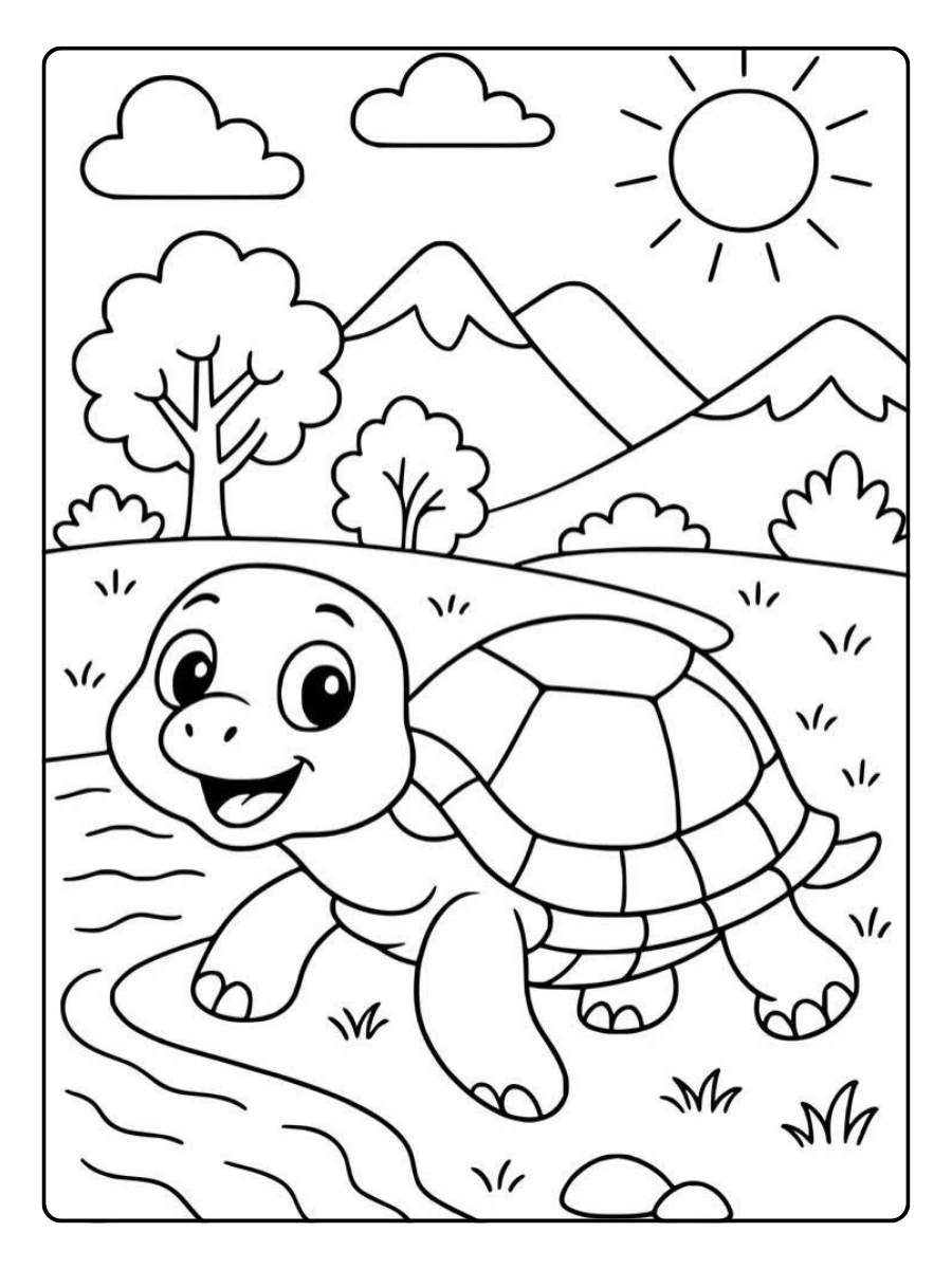 Disegni da colorare tartaruga giocosa