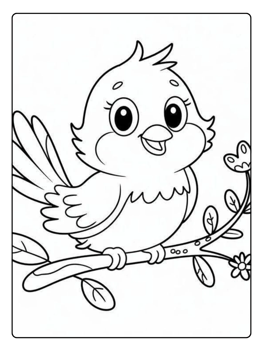 Disegni da colorare uccello sul ramo