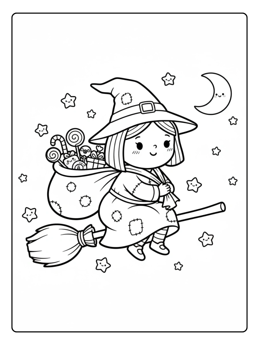 Disegni della Befana da colorare – Befana carina