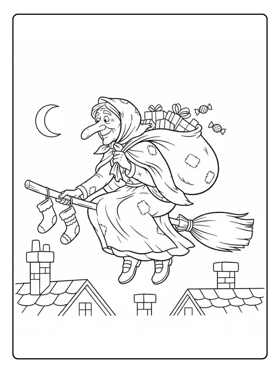 Disegni della Befana da colorare – Befana da stampare