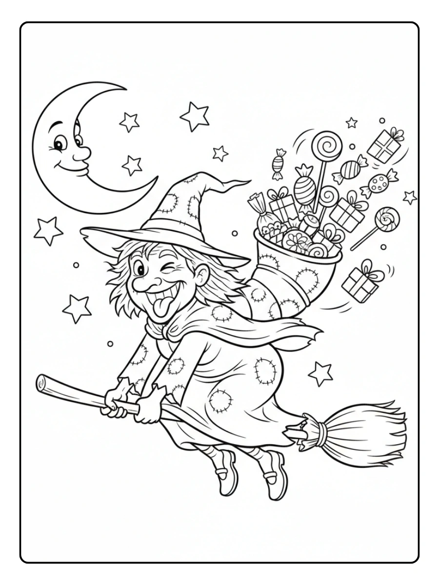Disegni della Befana da colorare – Befana divertente