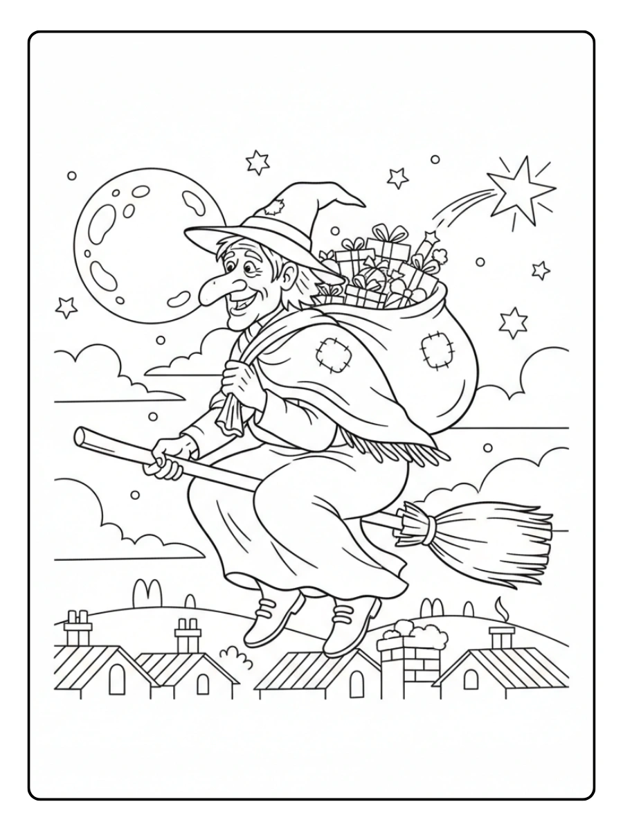 Disegni della Befana da colorare – Befana notte dell’Epifania