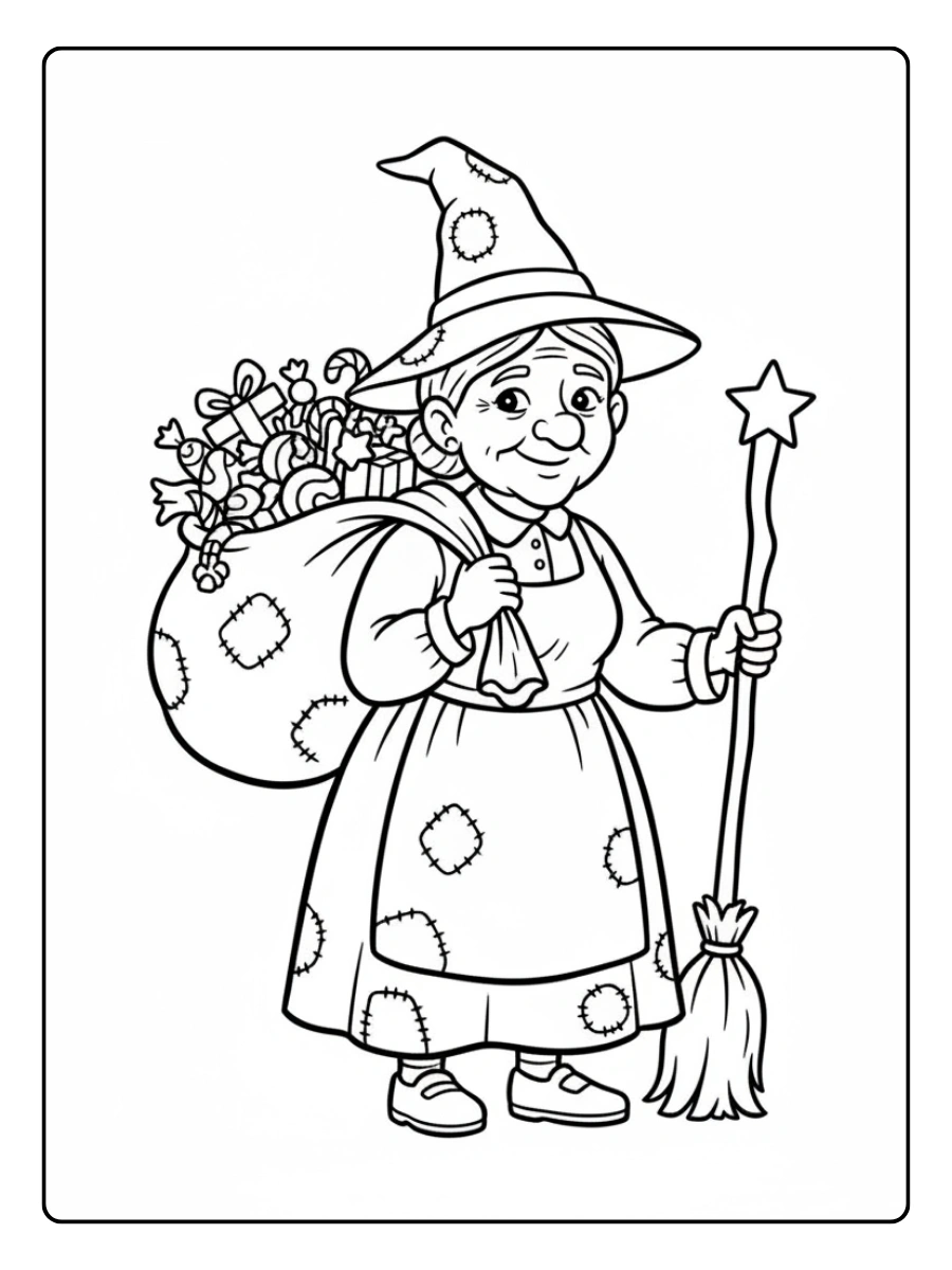Disegni della Befana da colorare – Befana per bambini