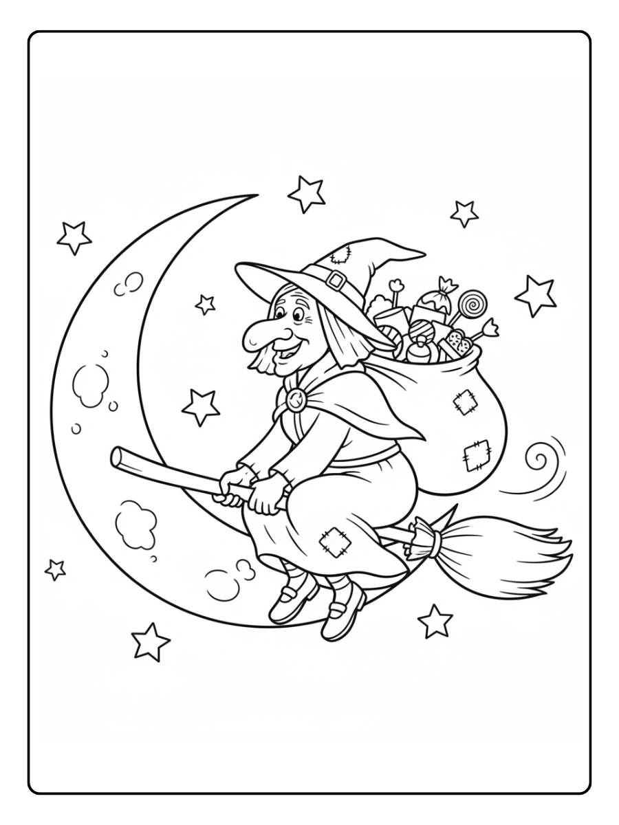 Disegni della Befana da colorare – Befana semplice