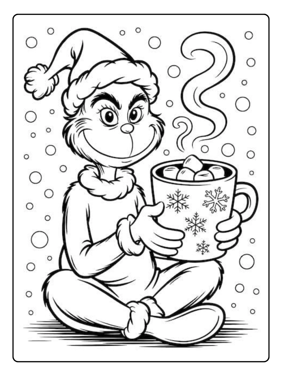 Disegni di Natale da colorare Grinch con regalo