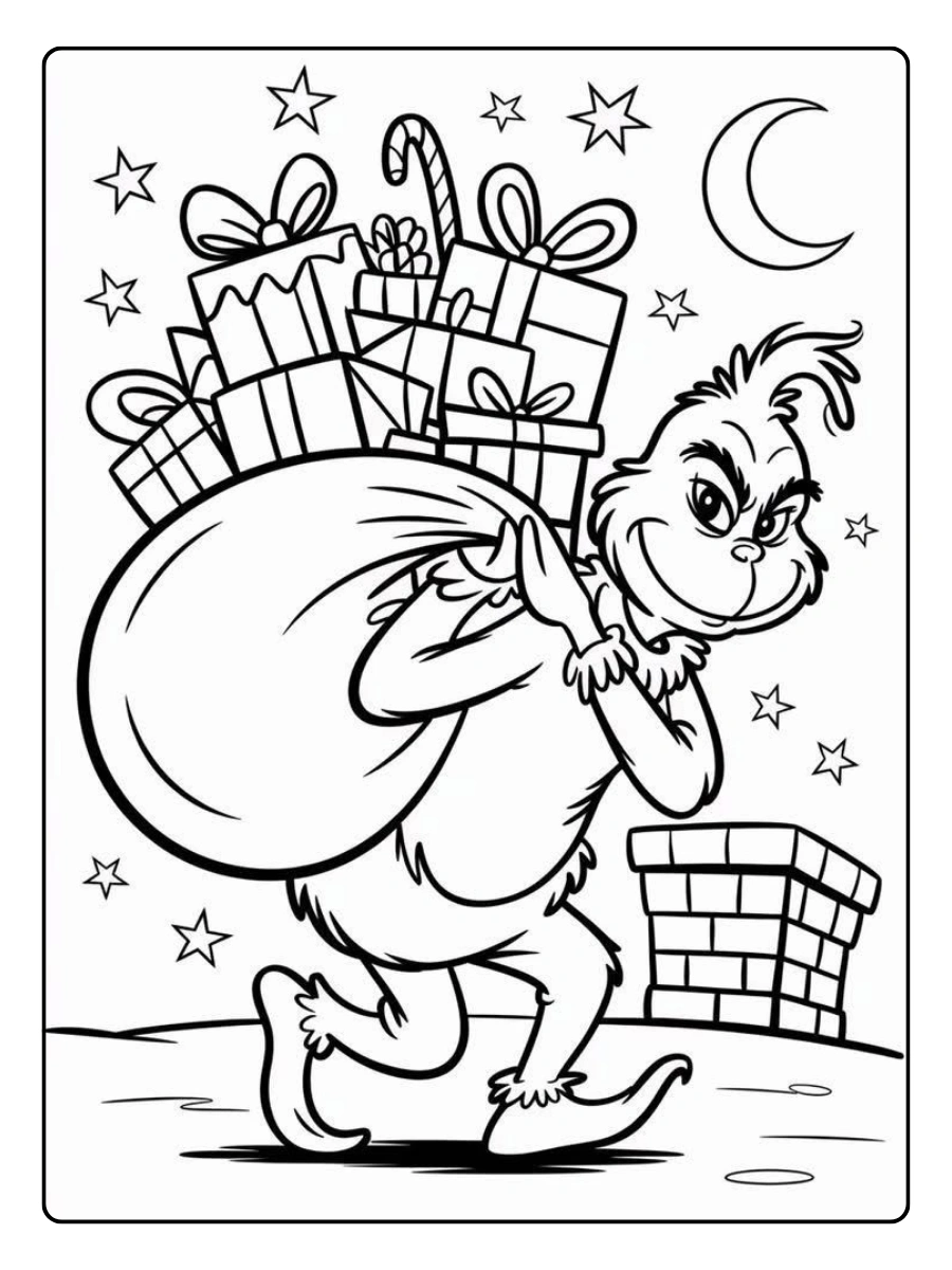 Disegni di Natale da colorare Grinch e albero