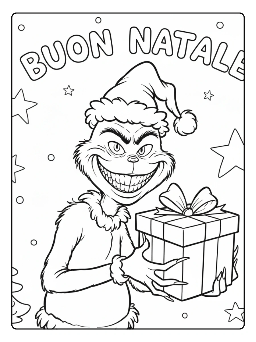 Disegni di Natale da colorare Grinch facile