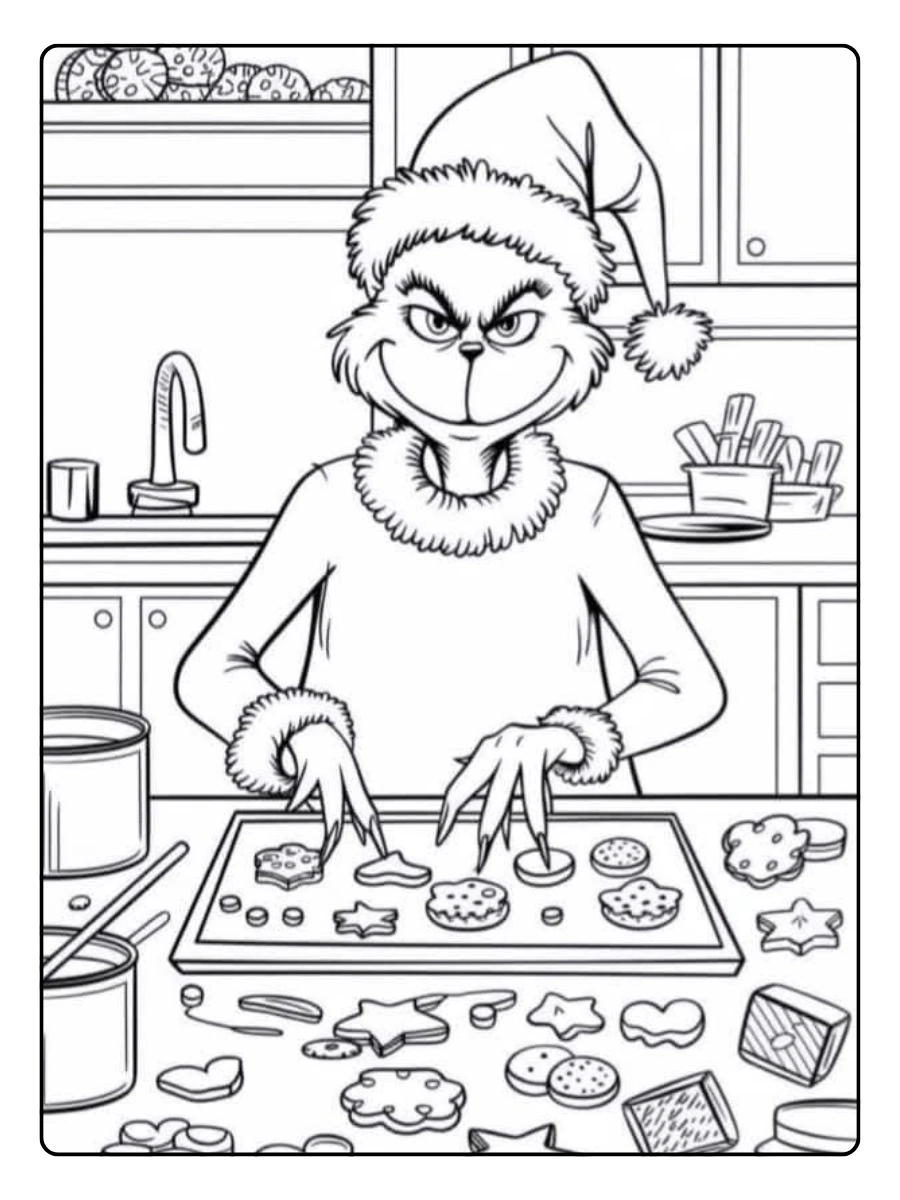Disegni di Natale da colorare Grinch semplice bambini