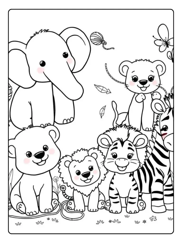 Disegno da colorare animali in bianco e nero