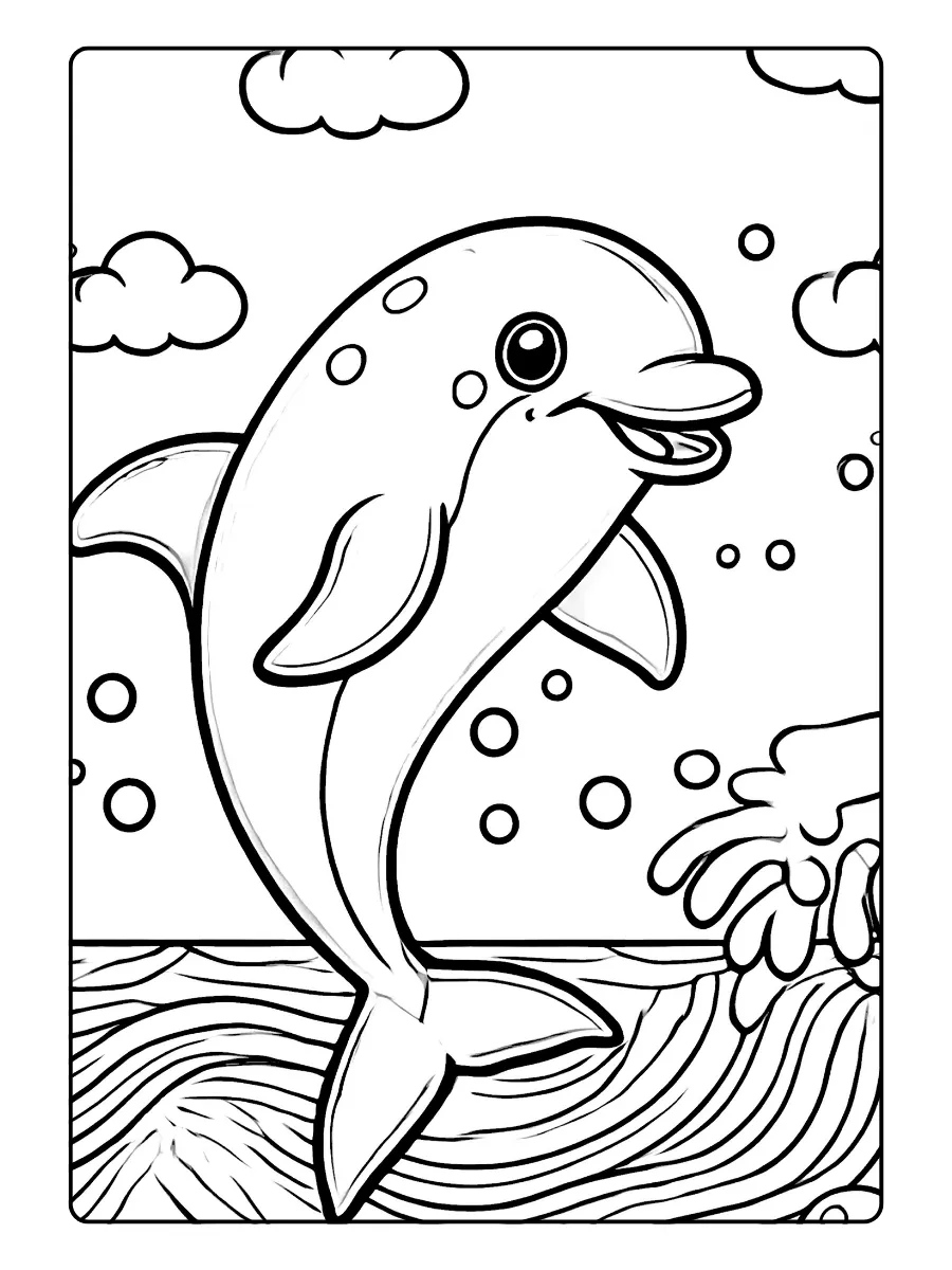 Disegno da colorare delfino felice