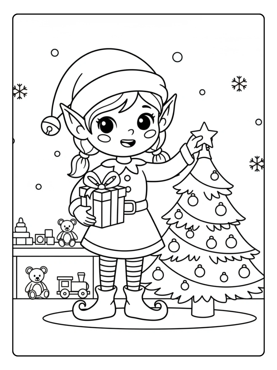 Elfi di Babbo Natale disegni da colorare cartoon