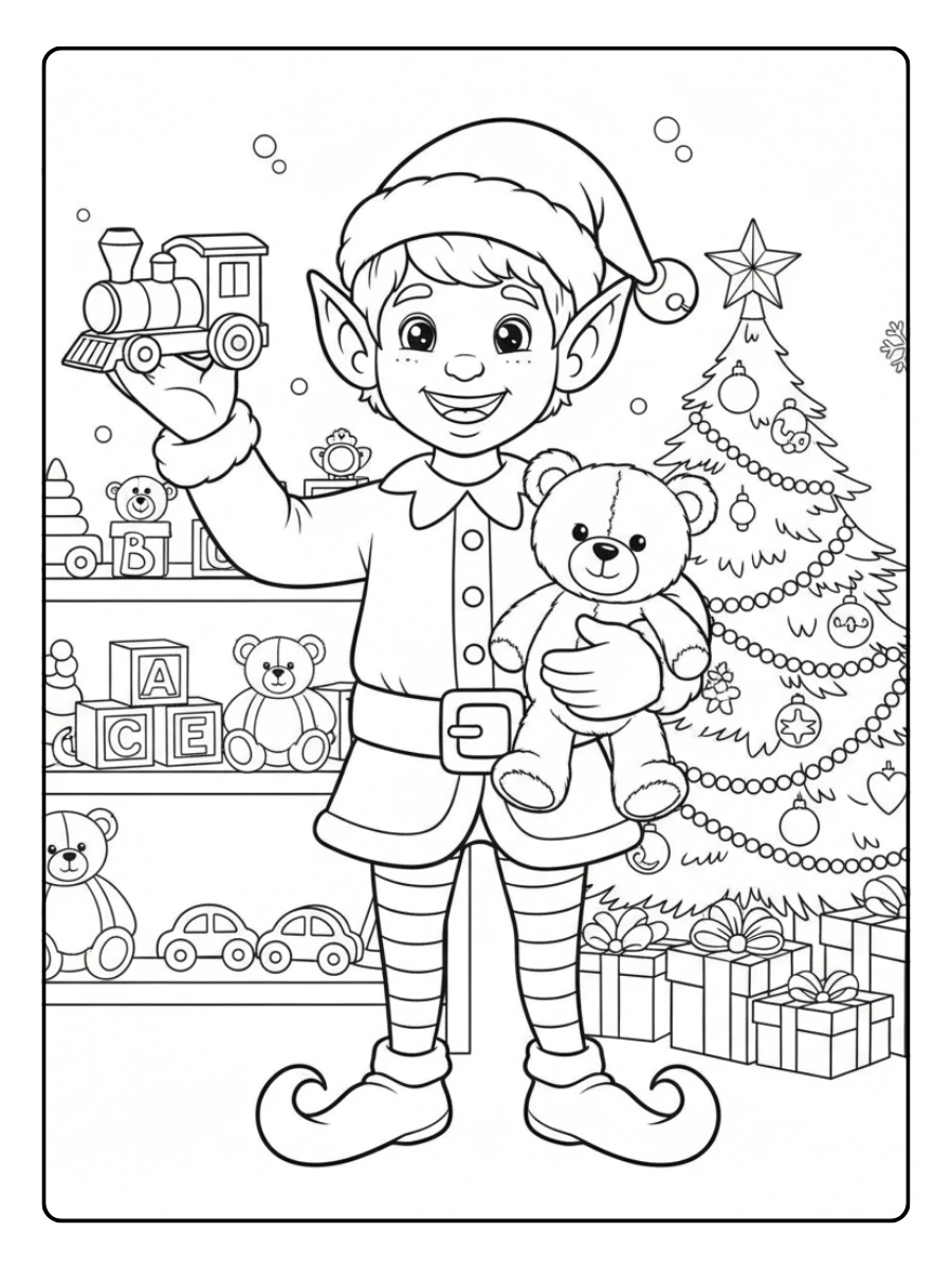 Elfi di Babbo Natale disegni da colorare da stampare