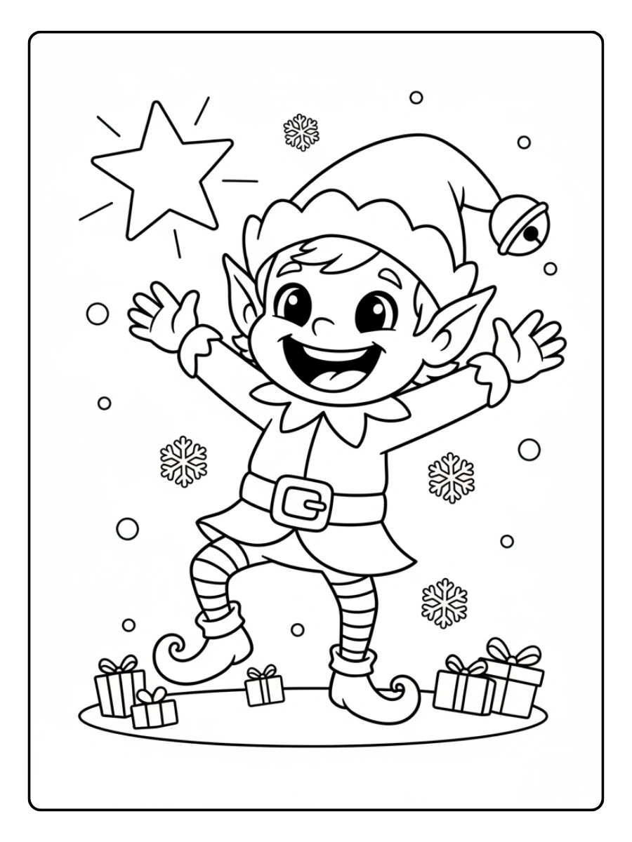 Elfi di Babbo Natale disegni da colorare divertenti