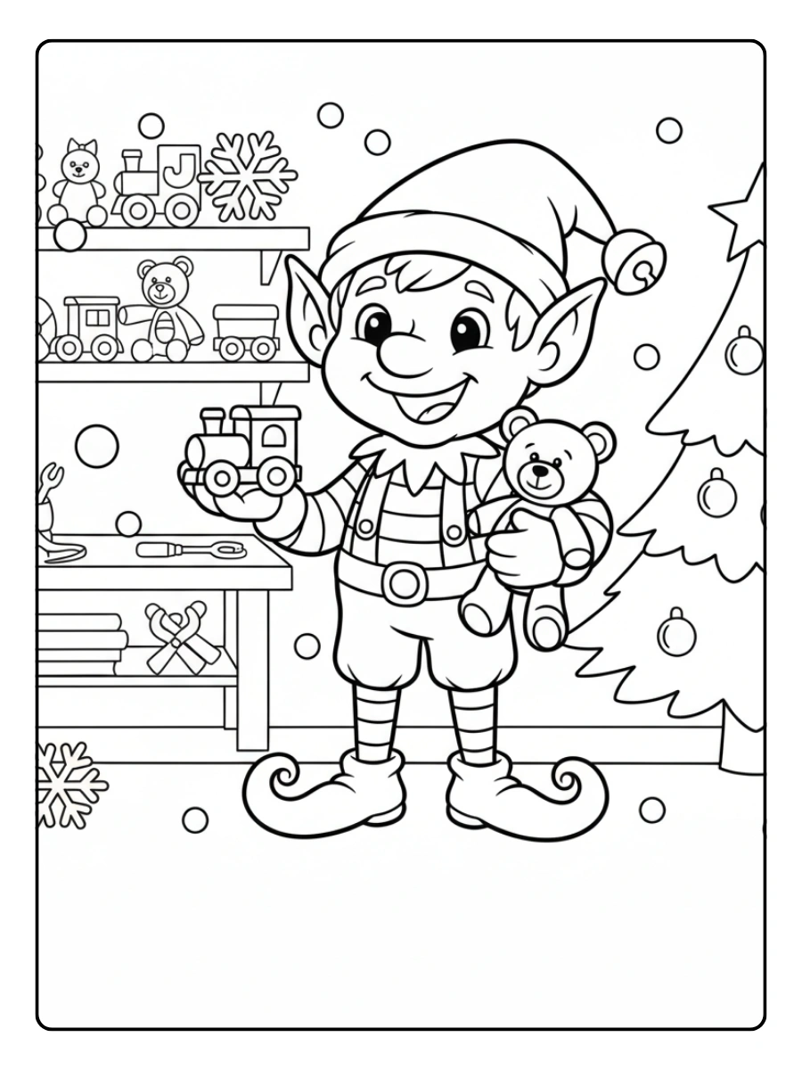 Elfi di Babbo Natale disegni da colorare per bambini