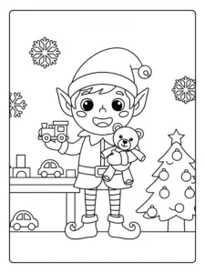 Elfi di Babbo Natale disegni da colorare semplici bambini