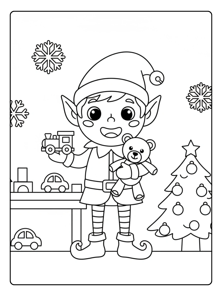 Elfi di Babbo Natale disegni da colorare semplici bambini
