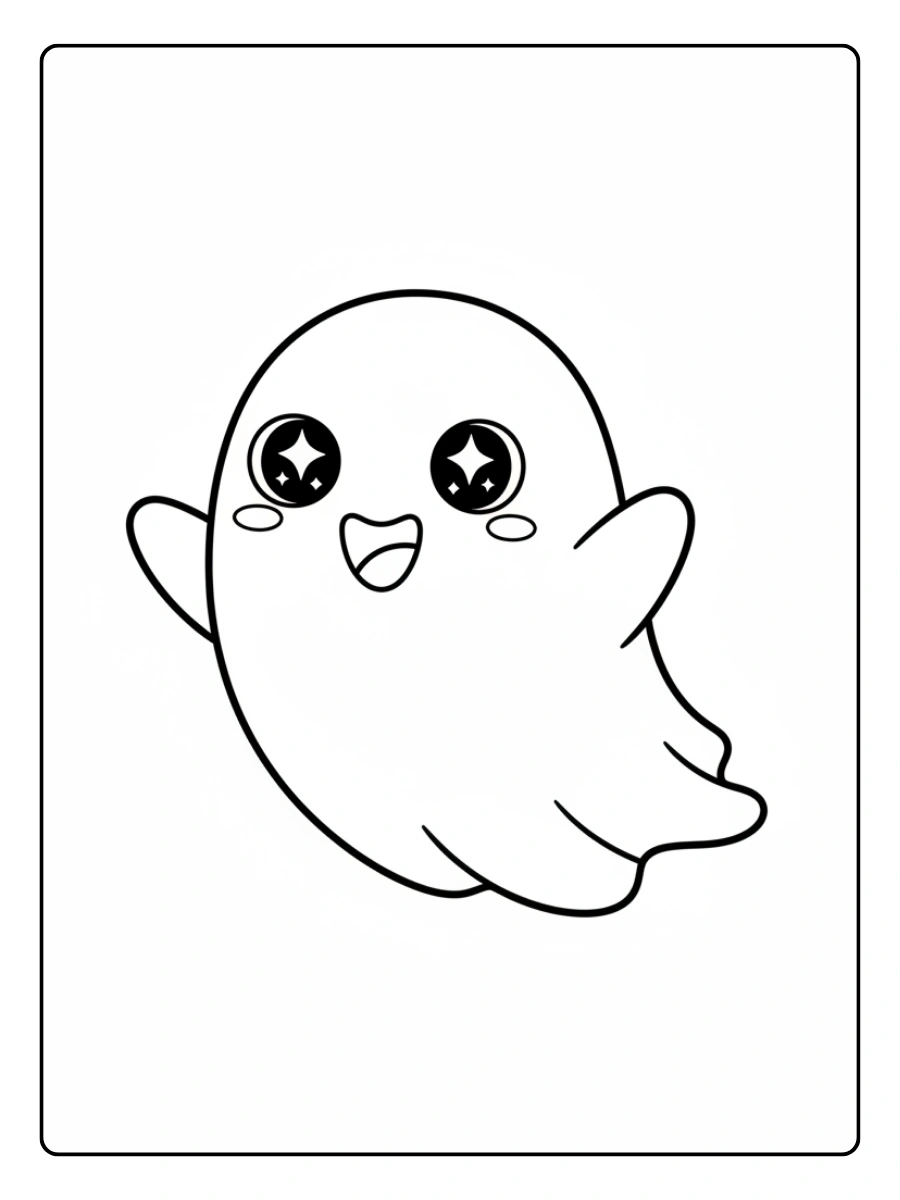 Fantasma kawaii Halloween da colorare