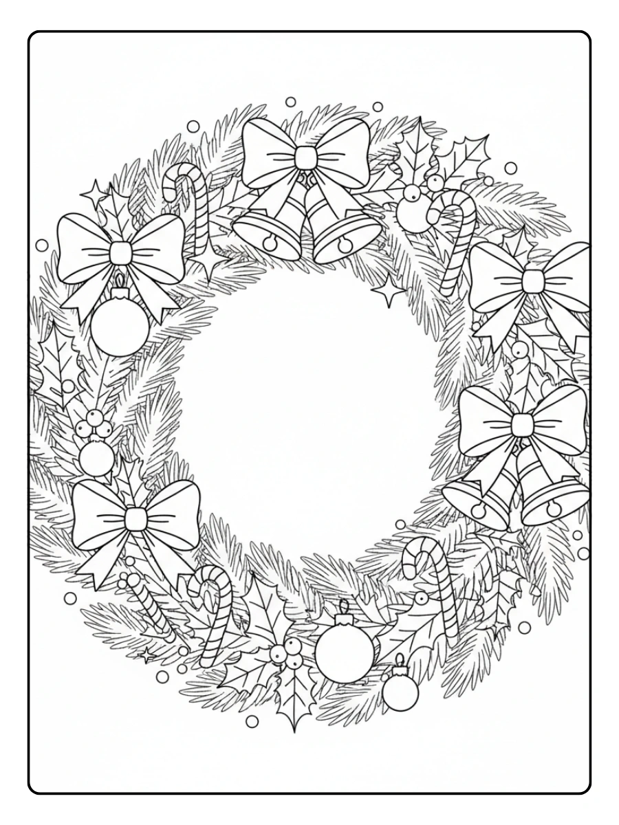 Ghirlanda di Natale da colorare