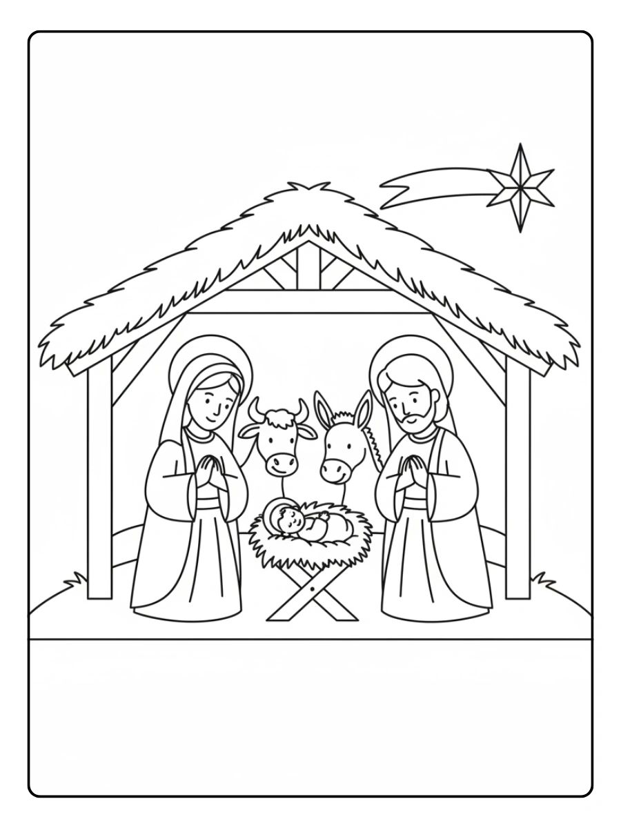 Presepe semplice da colorare