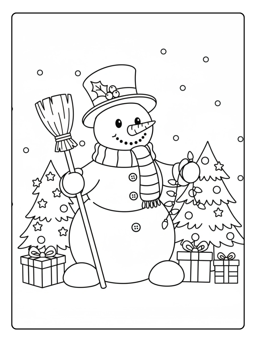 Pupazzo di neve Natale da colorare