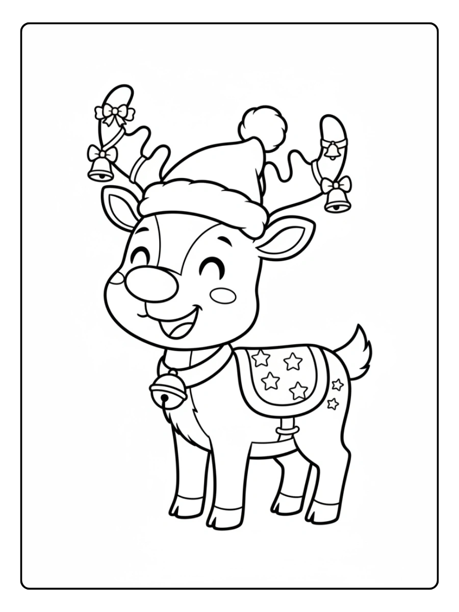 Renna di Natale carina da colorare