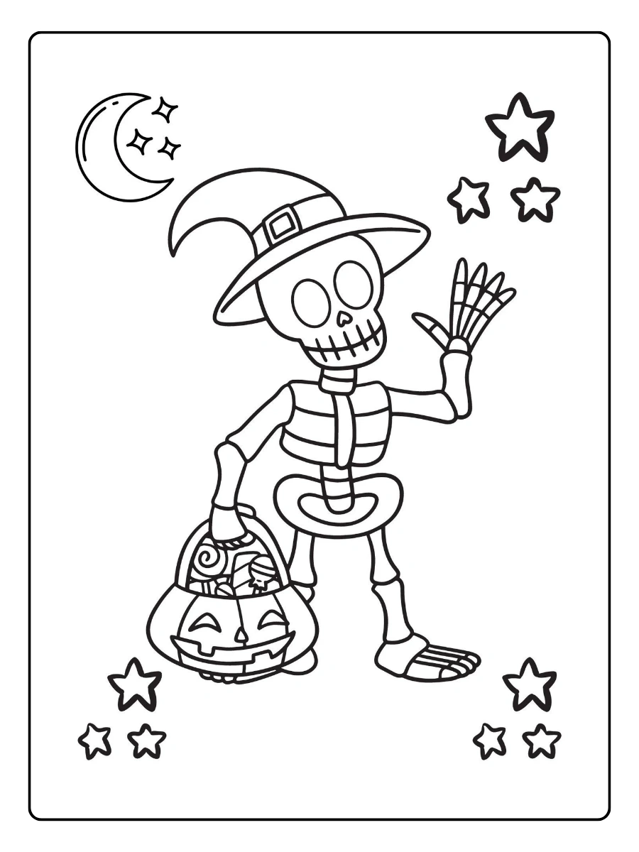 Scheletro semplice Halloween da colorare