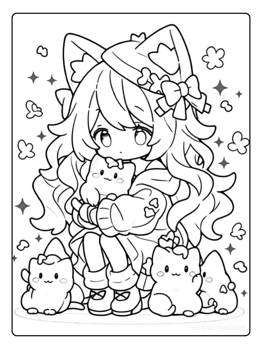 cartoni animati kawaii da colorare