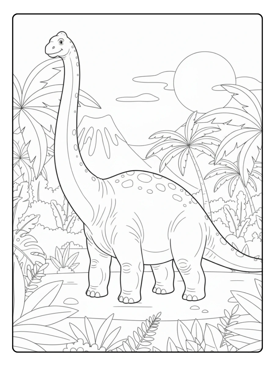 disegni da colorare Brontosauro dal collo lungo