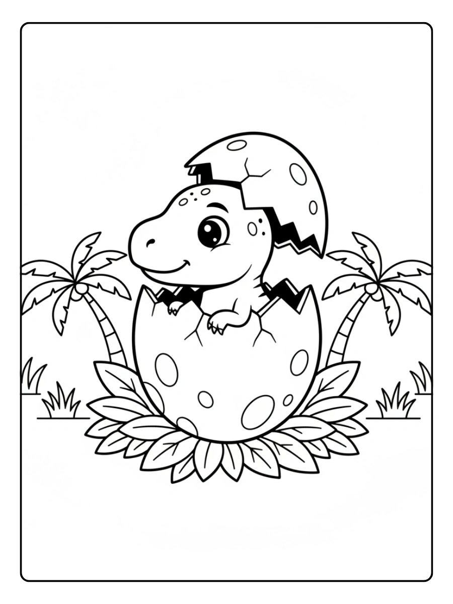 disegni da colorare Dinosauro che esce dall’uovo