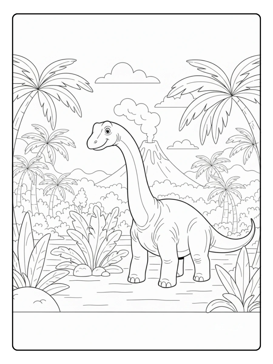 disegni da colorare Dinosauro erbivoro che mangia foglie