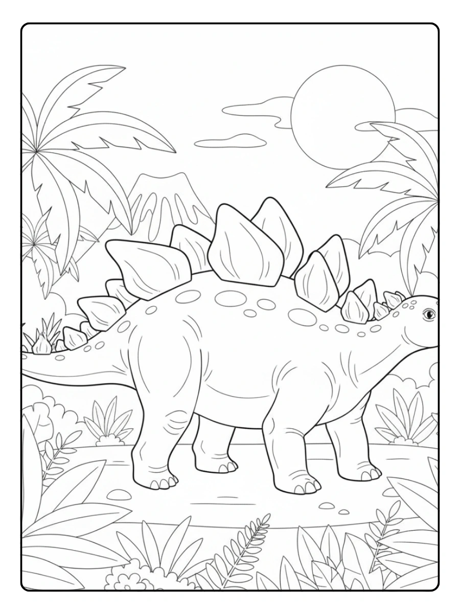 disegni da colorare Stegosauro con grandi placche