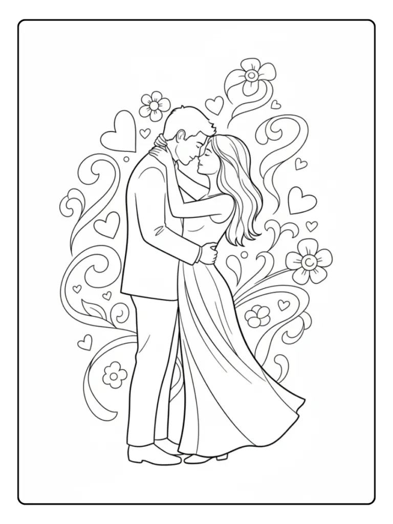 Amore da Colorare – Abbraccio romantico