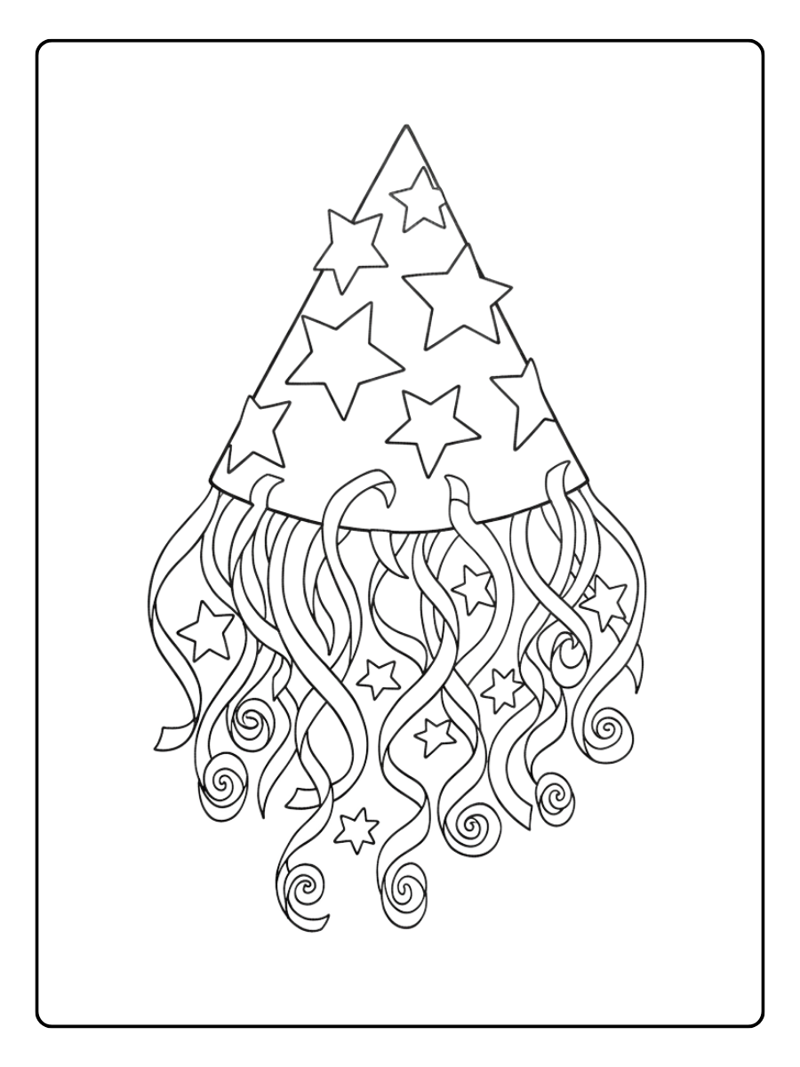 Cappelli di Carnevale da Colorare – Cappello con stelle filanti