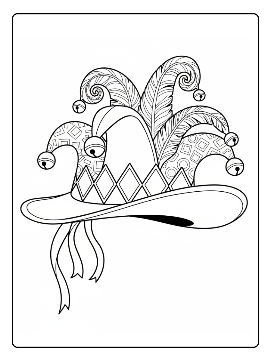 Cappelli di Carnevale da Colorare – Cappello di Carnevale classico