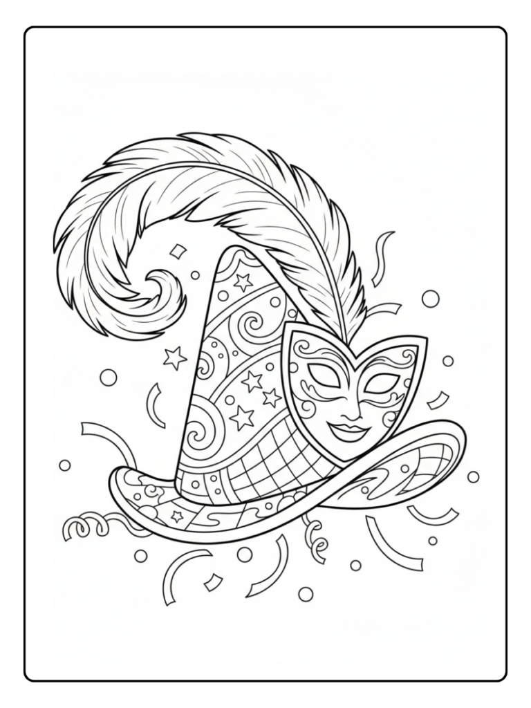 Cappelli di Carnevale da Colorare – Cappello stilizzato