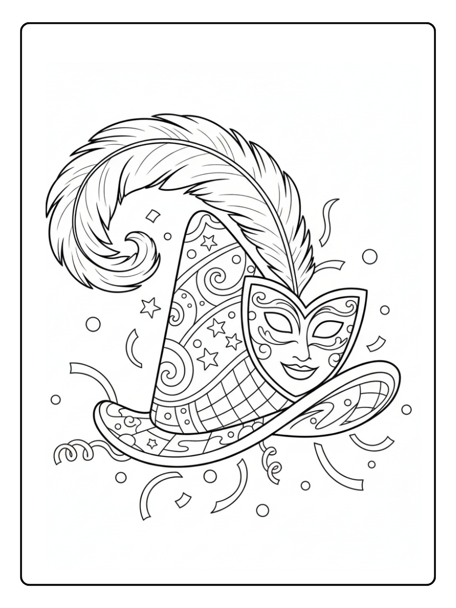 Cappelli di Carnevale da Colorare – Cappello stilizzato