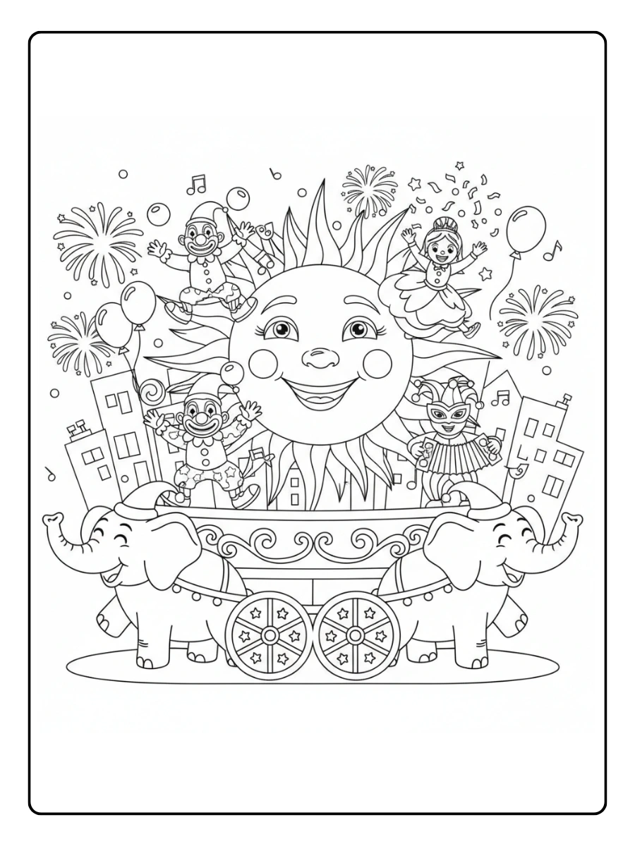 Carri di Carnevale da Colorare – Carro allegro