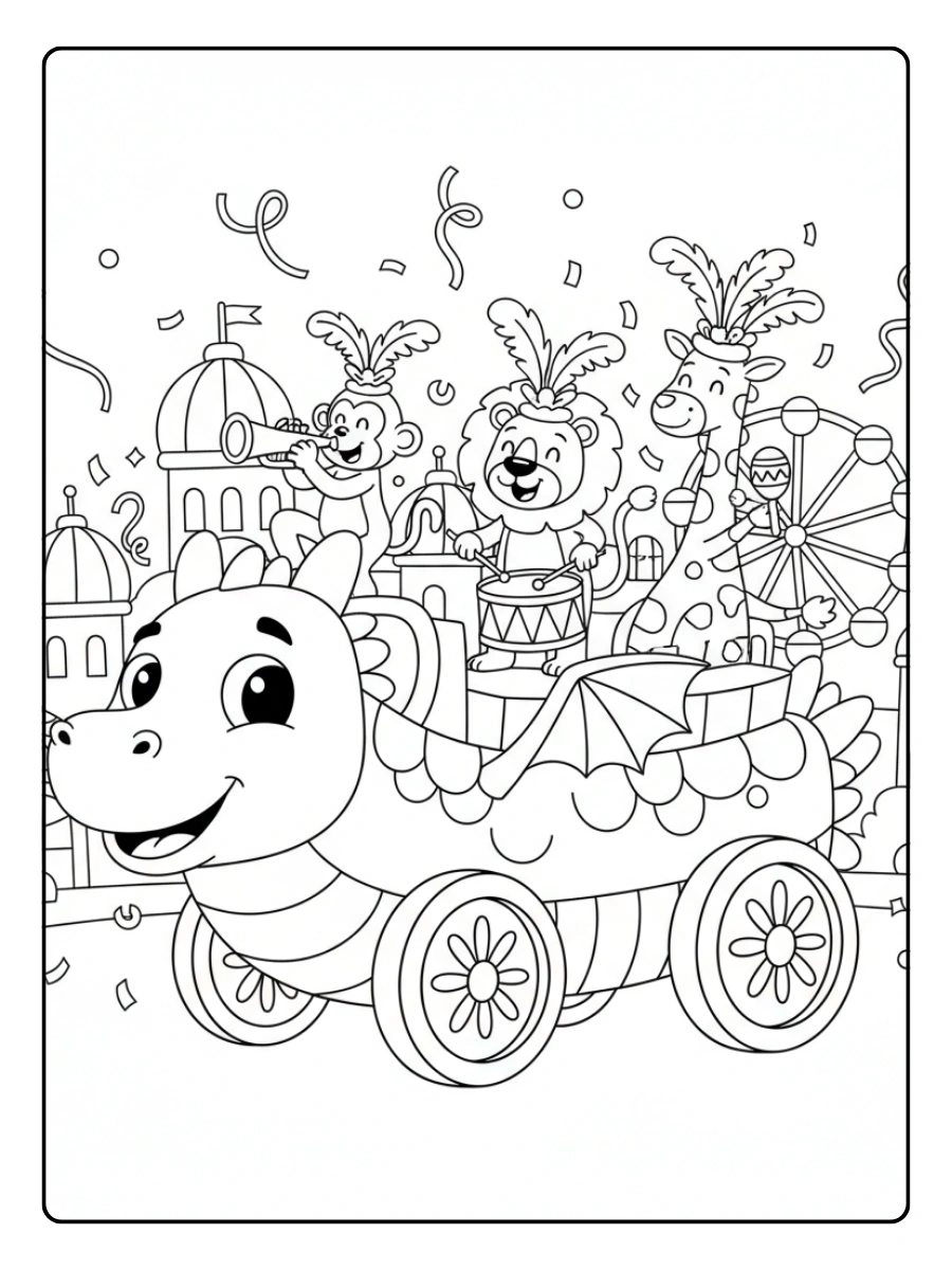 Carri di Carnevale da Colorare – Carro cartoon