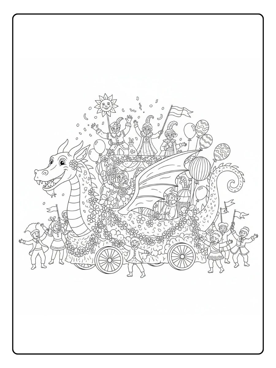 Carri di Carnevale da Colorare – Carro di Carnevale festivo