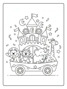 Carri di Carnevale da Colorare – Carro in parata