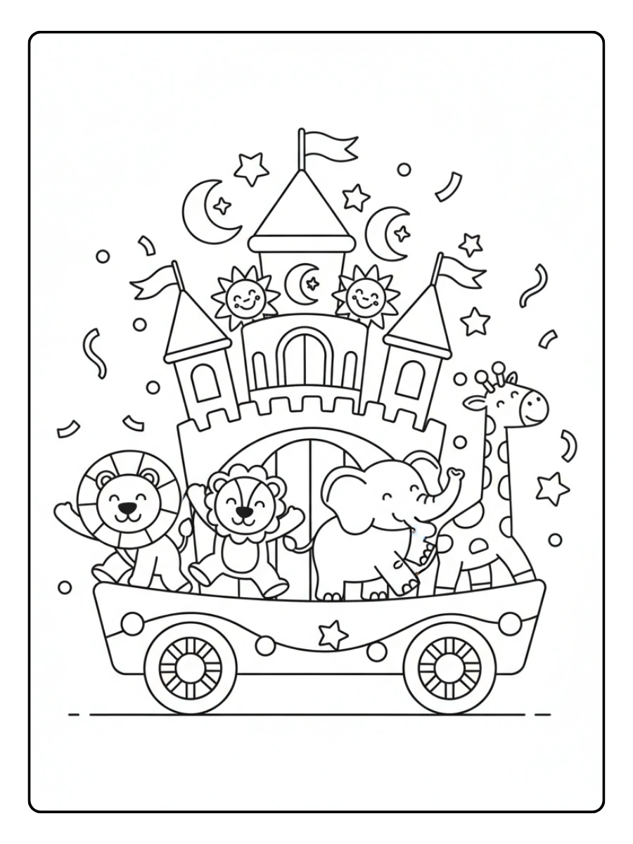 Carri di Carnevale da Colorare – Carro in parata