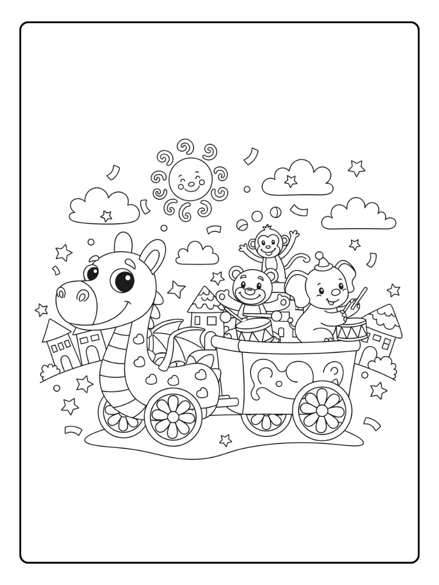 Carri di Carnevale da Colorare – Carro per bambini