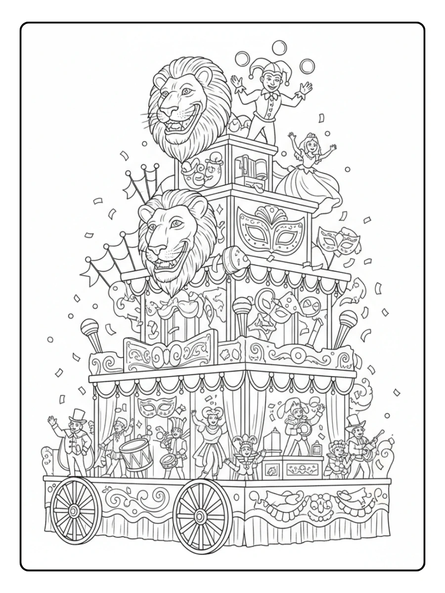 Carri di Carnevale da Colorare – Grande carro di Carnevale
